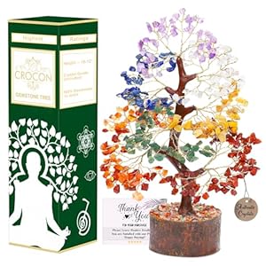 Seven Chakra Tree of Life for Positive Energy – Feng Shui Decor, Fake Bonsai, Crystals and Healing Stones, Money Tree, Room Decor 7 Chakra, Stone, Healing Crystals, Spiritual Gifts