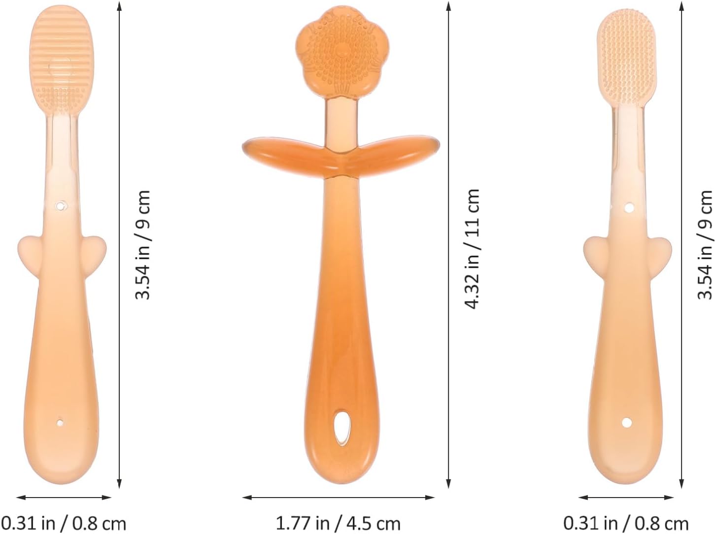 Silicone Toothbrush 3pcs Newborn Tongue and Oral Cleaner Mouth Care Soft Toothbrushes for Babies
