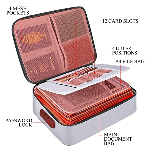 Fireproof Document Box,Fireproof Document Bag With Lock,3-Layer Important Document Organizer,Fire Proof/Waterproof Safe Bag For Money,Paperwork And Laptop,Travel Home Document Organizer #TOP6