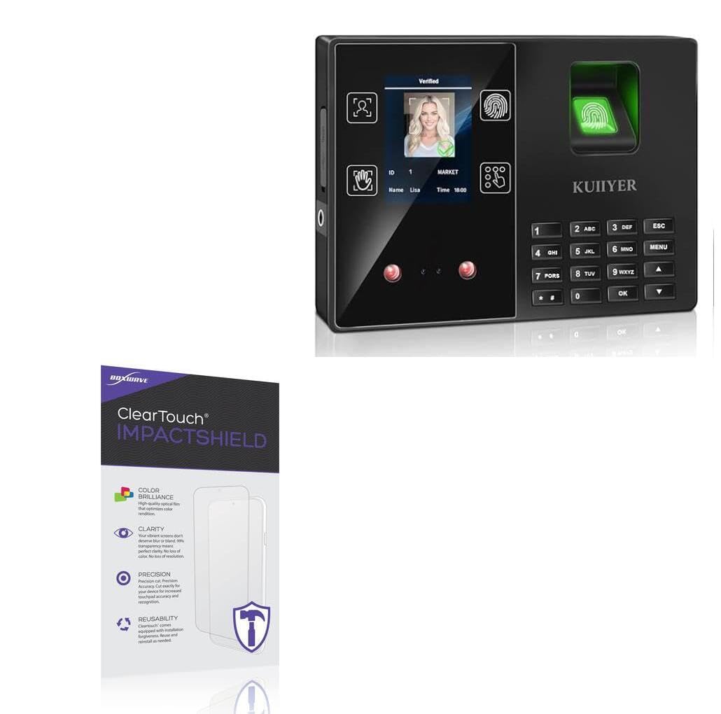 BoxWave Screen Protector Compatible With KUIIYER KU066PRO Time Clock - ClearTouch ImpactShield (2-Pack), Impenetrable Screen Protector Flexible Film
