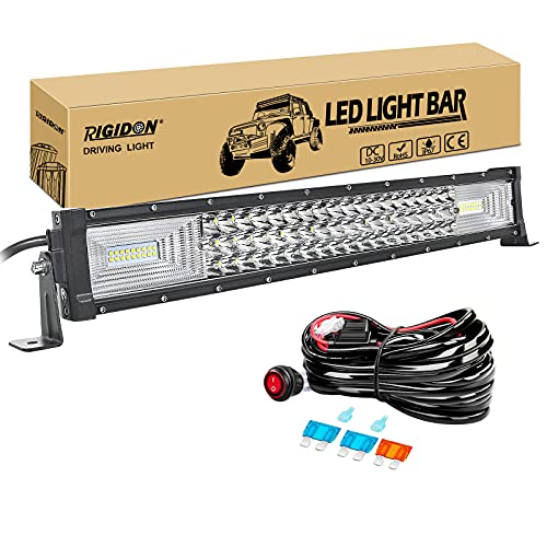 RIGIDON 22 Pouces 55 cm 270W Slim Barre de Led 4x4 avec 12v faisceau de câblage kit, Straight led light bar, Barre lumineuse led pour offroad Véhicules...
