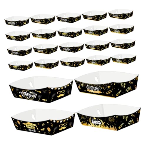 Garneck 24pcs Graduation Food Serving Trays - for Celebrating Grad Parties - Ideal for French Fries Chicken and Sticks Festive Graduation Supplies