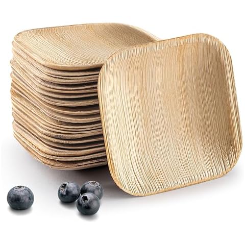 brheez Bamboo Plates made from Palm Leaf 100 Party Plates 4 Inch Compostable & Biodegradable – Disposable Plates Heavy Duty and More Environmentally Friendly than Paper Plates Cover