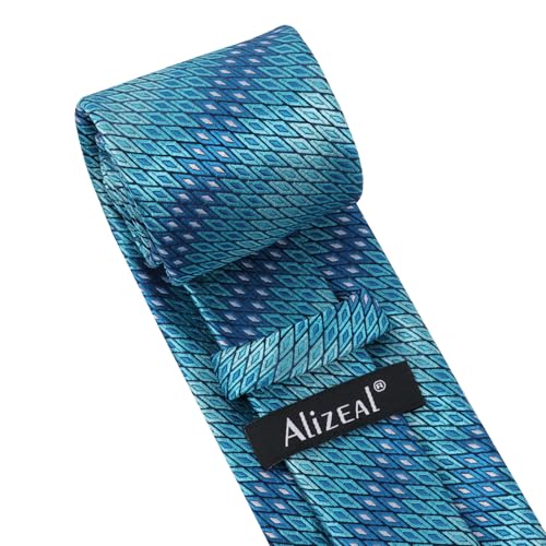 Image of Alizeal Mens 3.15'' Gradient Novelty Pattern Tie Set with Pocket Square Casual Color Tie Set