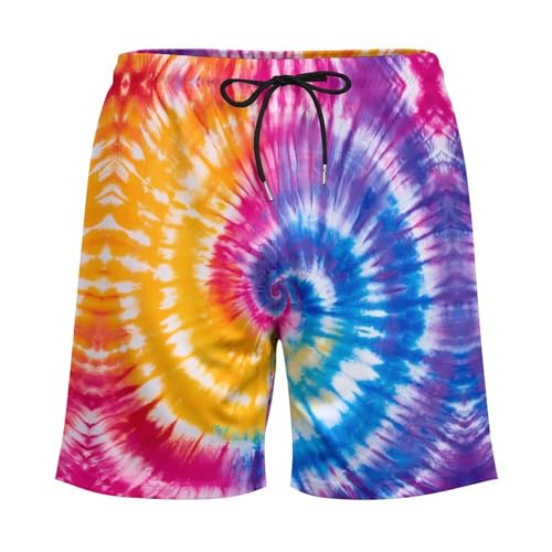 Tie Dye Colorful Rainbow Mens Swim Trunks with Quick-Drying Lining Beach Shorts for Outdoor Sports3
