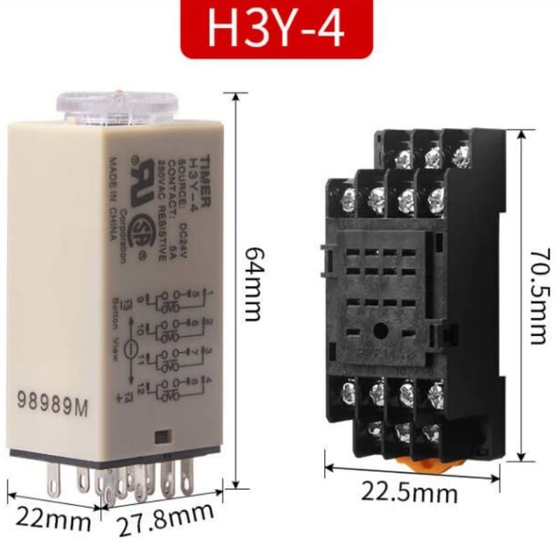 Power on Delay Time Relay H3Y-4 H3Y-2 Small 14-pin 8-pin DC12V24vAC220v Timer Switch 1S 3S 5S 30S 60S 5M 10M 30M 60M(10pcs-DC12,H3Y-2 5M)