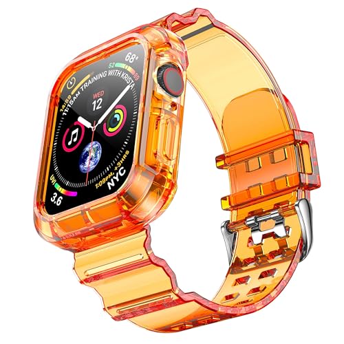 Ya en manzanajugosa.com: NotoCity Correa Compatible con Apple Watch SE, para Apple Watch Serie 8/7/6/5/4/3/2/1 42mm 44mm 45mm Correa de Repuesto con Funda, Creativa,Transparente (Naranja)