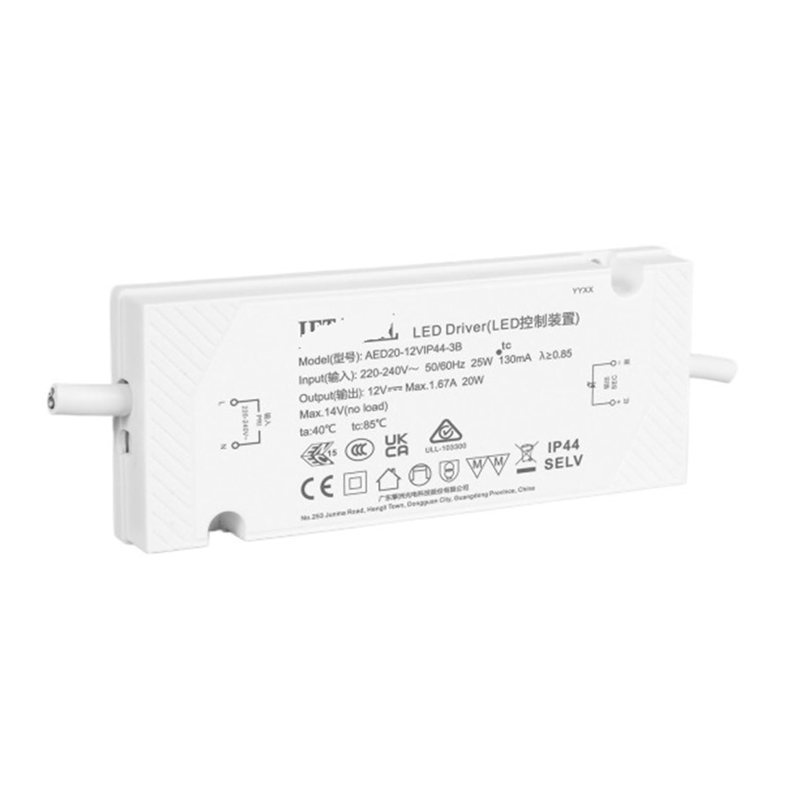 Alimentation 12V 20W tension constante AED20-12VIP44-3B pour miroir salle de bain