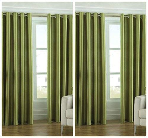 Exporthub Plain 4 Piece Eyelet Polyester Long Door Curtain Set - 8ft, Green (EHSPR0496_84