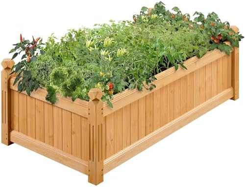 Yaheetech 46″ L × 23.5″ W × 16″ H Wooden Raised Garden Bed, Horti...
