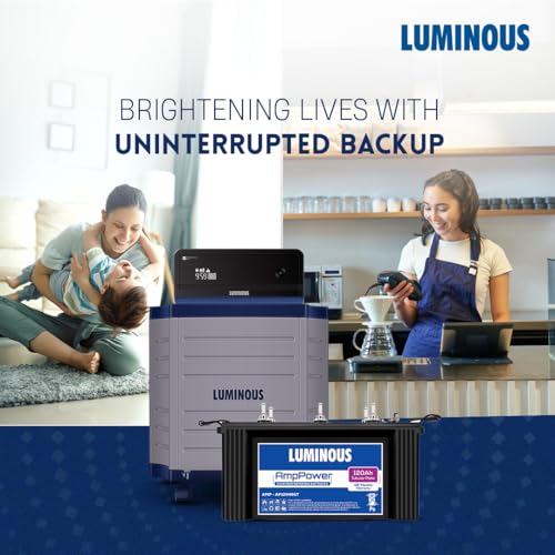 Image of Luminous Zelio 1100 Pure Sine Wave 900VA Inverter with 120Ah AmpPower Short Tubular Battery & Trolley Combo for Home, Shop & Office | Warranty: 36M (Inverter), 48M (Battery) | Reliable Power