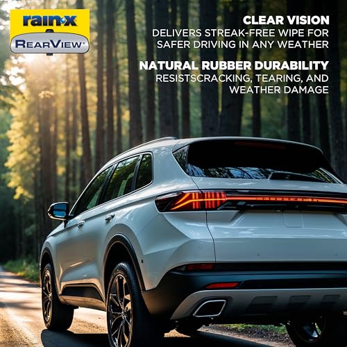 Image of Rain-X 850210 RearView Wiper Blade 10 inch, OEM Replacement Rear Windshield Wiper, Interchangeable Adapter for Easy Installation, All-Weather & All-Season Performance, Composite