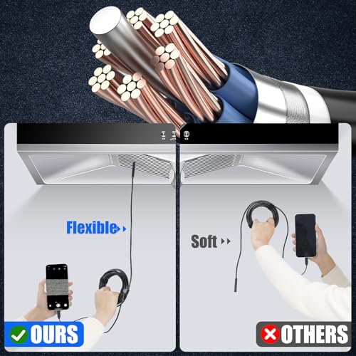 Cámara de Endoscopio con Luz, Borescopio HD 1920P con 8 LEDs Ajustables, Cámara de Inspección Semi-Rígida Impermeable IP67 de 16.4 pies para iOS/Android miniatura 6