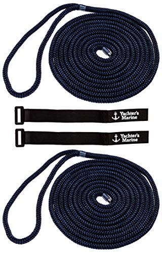 Yachter's Marine Boat Dock Mooring Rope Lines – Double Braided Nylon 15 Feet