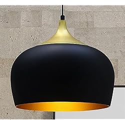 Lamparas Para Comedores Clasicos bamyum Kreis Lamparas de Metal Bombilla E27 Lampara Techo 30 cm de Diámetro Lámpara de techo salon Lámpara techo Colgante, redondas, cocina - Negro