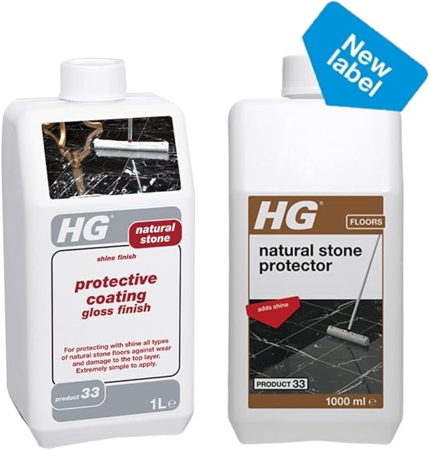 HG Natural Stone Protector, Product 33, Shine, Seal & Protection for Natural Stone & Marble Floors, Anti Slip Formula - 1 Litre (201100106)