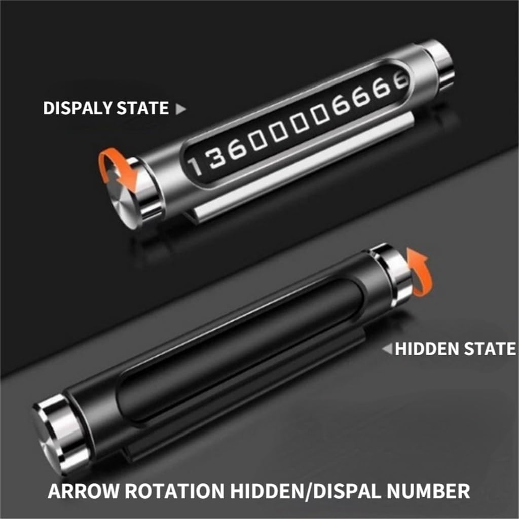 Tarjeta De Estacionamiento Temporal Universal Rotate Rotate Número De Teléfono Pegatinas De Aluminio Patinas Parque(3-Pack)