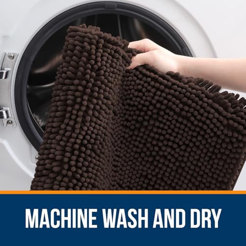 Image of OLANLY Bathroom Rugs Sets 2 Piece, Soft Absorbent Chenille Bath Mats Area Rug Set, Non-Slip, Quick Dry, Machine Washable Bath Mats for Bathroom, Home Decor Accessories (30 inchx20 inch+24 inchx16 inch, Brown)