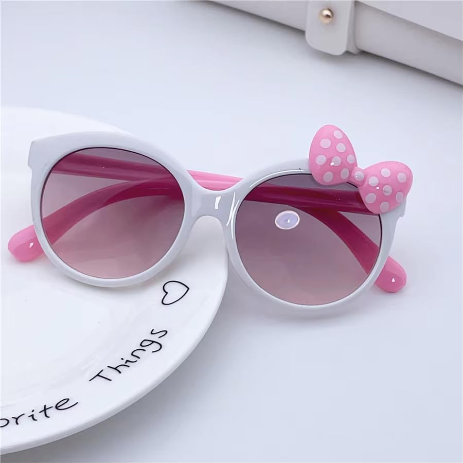 Image of Dervin UV Protected Girl's Bow Cute Sunglasses Baby Personality Cartoon Travel Sunshade Glasses