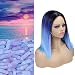 Quick Wig Ombre Wigs Bowl Cut Short Bob Wig Rainbow Colorful Wigs Straight Hair Middle Part Cosplay Wig Heat Resistant Fiber Synthetic Wigs for Women 14 inches