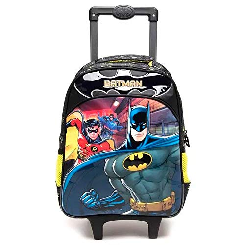 'Mochilete 16 Batman Bat Squad 7230 em PVC, Bolsos Externos, Alças Acolchoadas, Puxadores Personalizados, Preto C/ Amarelo, - Xeryus'