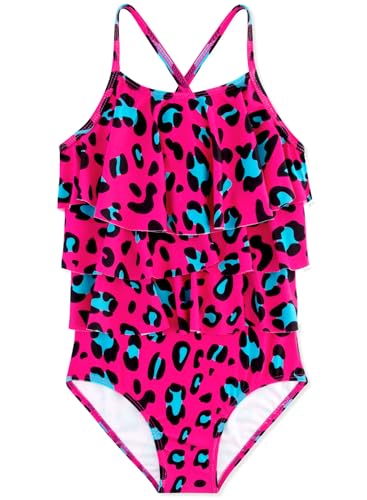 Image of Girls One Piece Swimsuits Cute Ruffles Swimming Bathing Suit with Adjustable Straps Beach Pool Kids Swimwear 3T-12