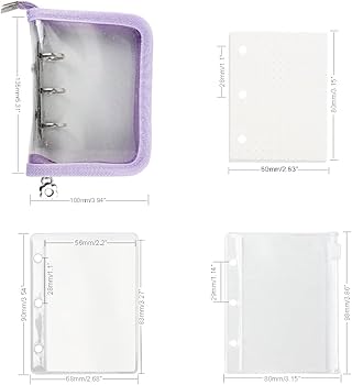 Amazon.co.jp: ミニ予算バインダー 現金封筒セット パープル 3リング