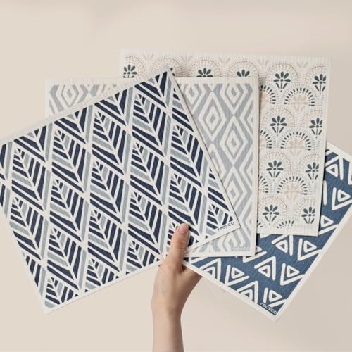 RECYCO Swedish Dishcloths for Kitchen | 4 Pack Oversized Washable Dish Rags | Large Cellulose Reusable Cleaning Paper Towels | Absorbent Counter Dish Cloth Sponge XL Kitchen Wipes, 12