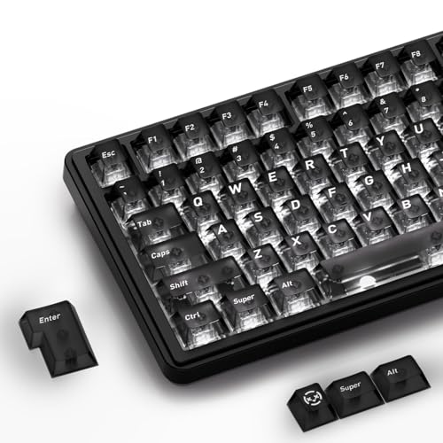 HITIME XVX Black Clear Keycaps Transparent Keycaps 60 75 100 Percent Ceramic Keycap Style Shine Through Keycap Cherry Profile Keyboard Keycap Set for MX Switches Mechanical Keyboard 119 Keys