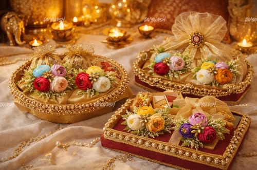 Image of Divyakosh Decorative Peony Flower Bunch Set | Package Contains 6 Artificial Flower Bunches for Wedding, Trousseau & Gift Packing