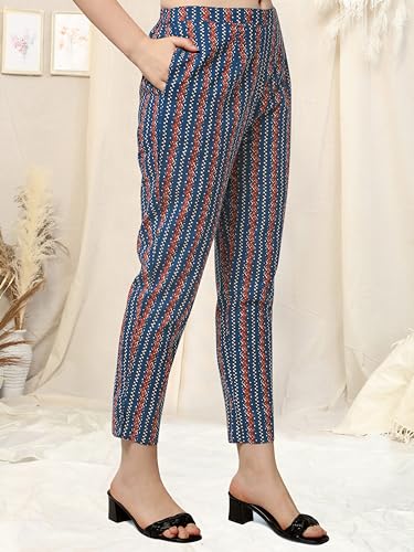 Image of MIRCHI FASHION Women's Straight Fit Cotton Ethnic Block Motif Printed Kurta Set with Dupatta and Trouser