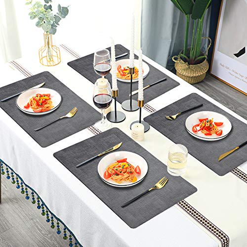 Searching Roads Premium Synthetic Leather Placemats 6 Pcs Waterproof PU Table Mats and Coasters Set - Thumbnail 6