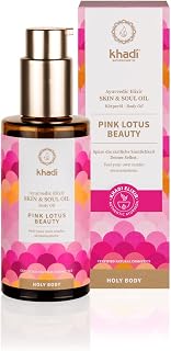 khadi PINK LOTUS BEAUTY Ayurvedic Hydrating Body Oil - Balancing & moisturizing sensual oil - 100% plant-based & natural - 3.38 fl oz