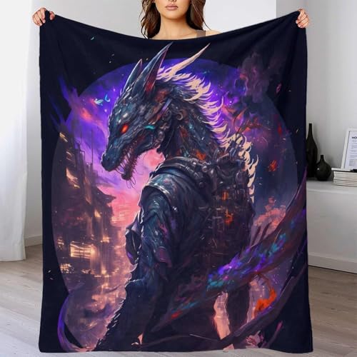 Couverture fantastique Cyber Wolf art numérique 3D microfibre de qualité - 4