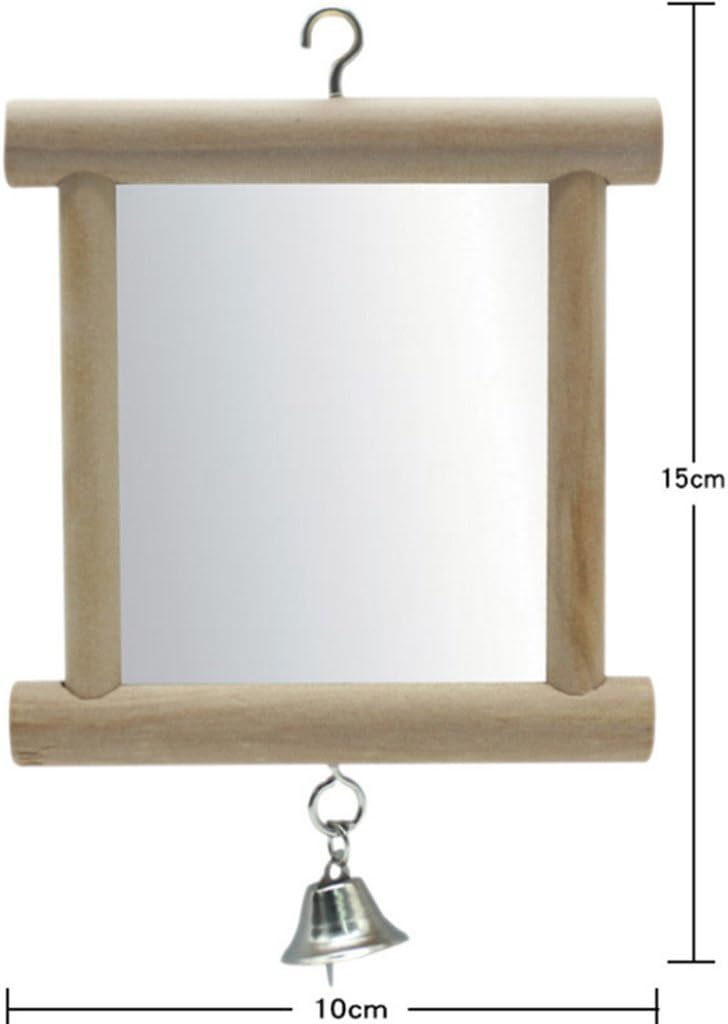 Hypeety Pet Bird Mirror with Bell Interactive Parrot Toy for Parrot Macaw African Greys Budgies Cockatoo Parakeet Cockatiels Conure Lovebird Cage Bells Mirror (C)