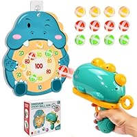VGECEE Dinosaurier Dartscheibe Schießspielzeug, Wurfspiel Klettball Dino Spielzeugpistolen Dinosaurier Spielzeug Dartscheibe mit 12 Klebrigen Bällen Garten Spielzeug Wurfspiel Dart Kinder