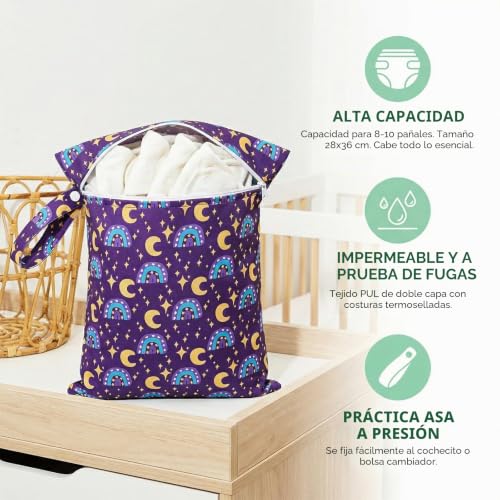 Miniatura 5 de Juego De 3 Bolsas Impermeables, Bolsas De Almacenamiento De Viaje, Bolsa De Natación Para Playa, Bolsa Portátil Para Pañales De Niños, Reutilizable De Poliéster, 36 X 26 Cm