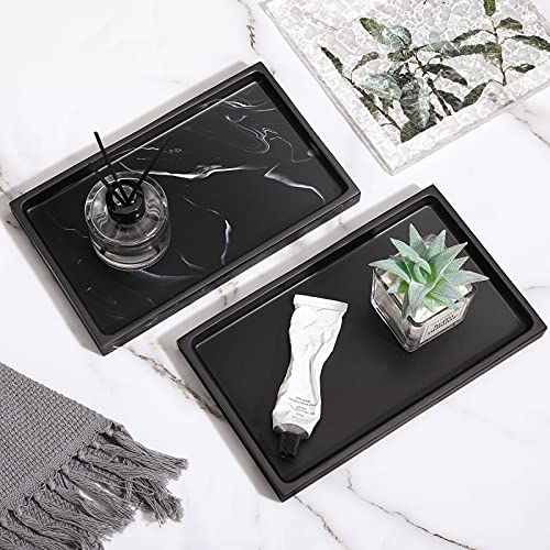 Luxspire Bandeja Rectangular Antideslizante de Resina de Cuarto de Baño, Bandeja Decorativa para Hogar, Salón y Dormitorio, para Joyas, Velas y Jabón, Talla 25.5 X 15.5 X 2cm - Negro - imagen 7