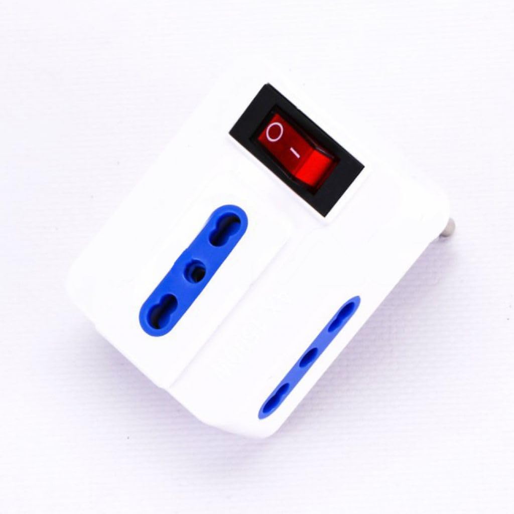 V-Tac Adattatore Multiplo Triplo 3 Prese 2p+t 10/16a Prese/bipasso Standard Italiano E Interruttore Luminoso - Sku 8831