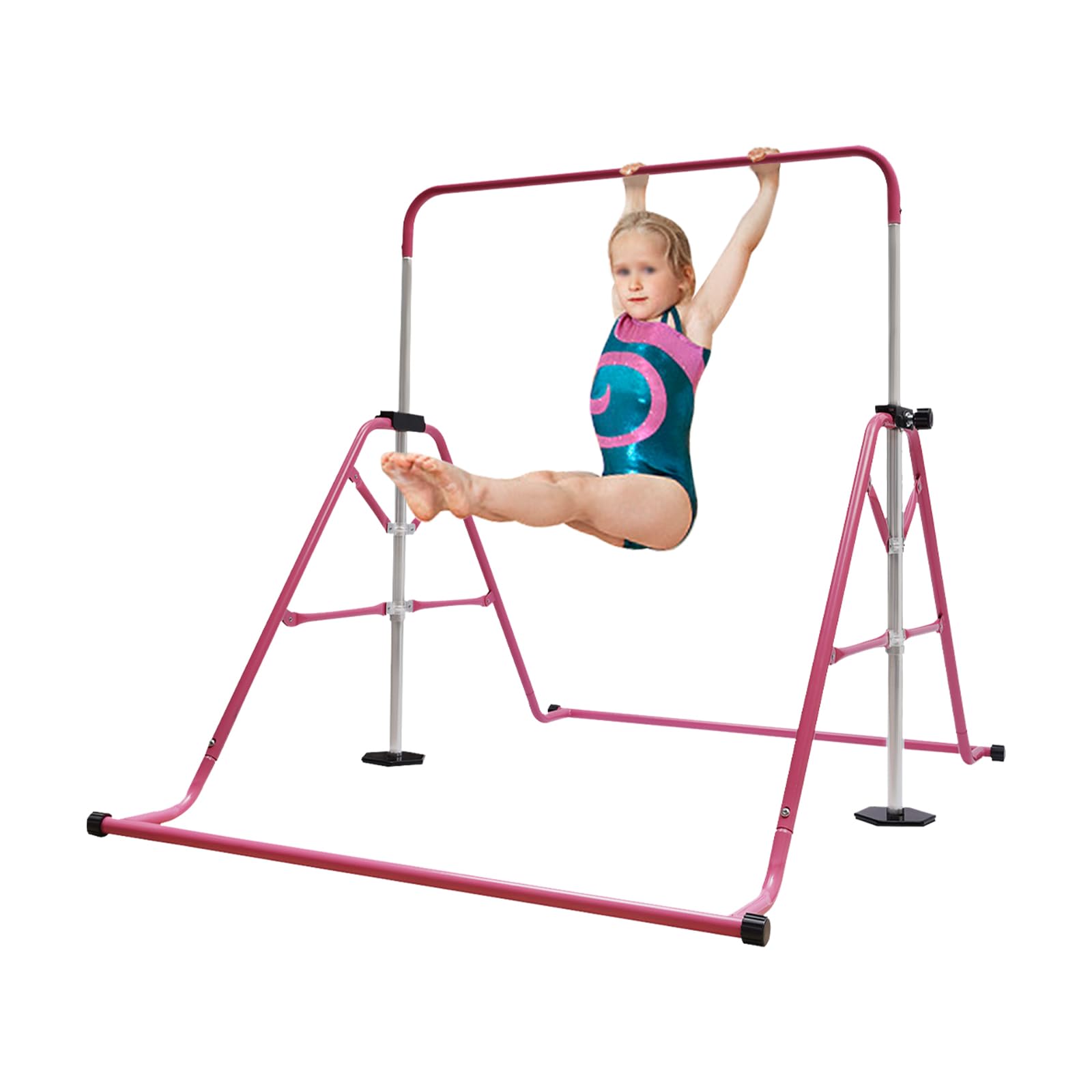 Kathring Kids Gymnastics Bar, Adjustable Folding Horizontal Bar Gymnastics Kids Garden Horizontal Training Bar Height adjustable for children aged 3-8 years