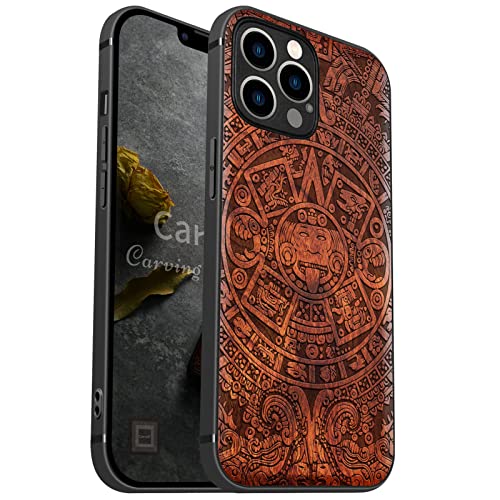 Custodia per iPhone 12 Pro Cover avec Magnetico Case Legno Unique Rosea Ricarica Compatibile MagSafe con 12 Pro Paraurti Robusto TPU Calendario Maya