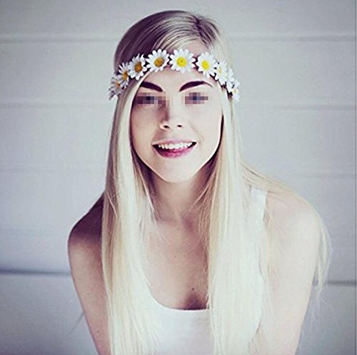 Xingzi 3Pcs Fashion Daisy Flower Headband Boho Floral Crown Wreath Headpiece Hair Band Tool Tie Wrap Wreathâ€‹ For Wedding Festival Beach Scenery Festivals Girls Lady's Seaside Holiday #TOP6