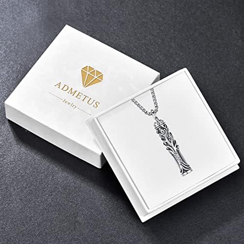 ADMETUS 925 Sterling Silver Cremation Jewellery | Tree of Life Urn Necklace for Ashes for Men with 2.5mm 22"+2" Rolo Chain