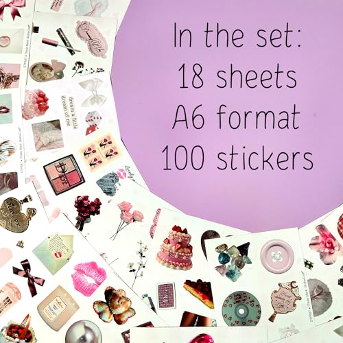BulbaCraft 100Pcs Coquette Stickers - Coquette Aesthetic, Small Waterproof Pink Sticker Sheets for Phone Cases, Gifts for Women & Men