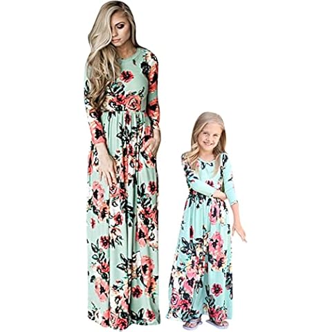 OMZIN Boho Maxi Dress for Mothers and Daughters Cover