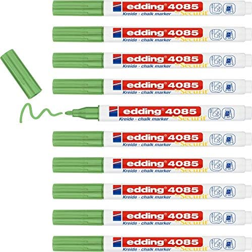 edding 4085 chalk marker - white - 10 chalk pens - round tip 1-2 mm - fine-tipped wet wipe pen for chalkboards, windows, glass, mirrors - liquid chalk marker pens for opaque coverage