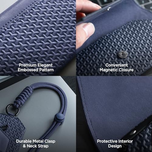 Image of VULKIT Portable Eye Glasses Case for Women & Men, Slim Sunglass Case, Unisex Eyeglass Case, with Adjustable Neck Lanyard