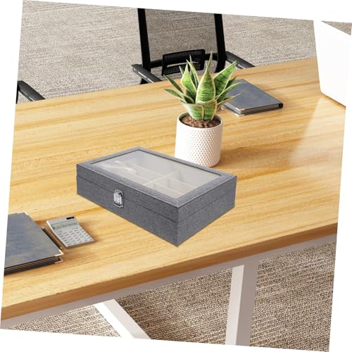 Rangement lunettes de soleil plateau lin gris 8 compartiments de table - 8
