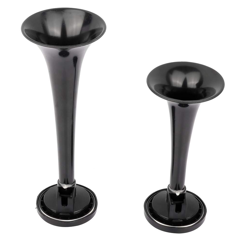Aintier 12V Air Horn, Black Plastic Dual Trumpet Electric Train Car Horn with Compressor for Trucks Lorrys Trains Boats Cars Vehicles Replacement Accessories