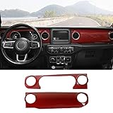 RT-TCZ Center Console Trim Cover Dashboard Control Panel Cover Decorative Interior Accessories for Jeep Wrangler JL JLU & Gladiator JT 2018-2022,Red Carbon Fiber